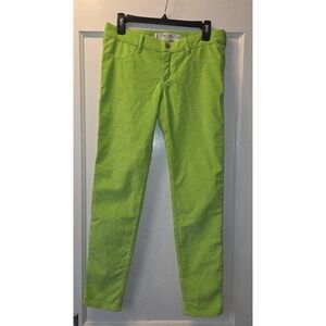 Abercrombie & Fitch Green Corduroy Slim Pants Button Zip Closure for Women